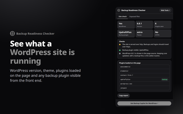 Backup Readiness Checker extension screenshot